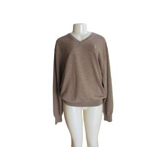Peter Millar Brown Italian Extra Fine Merino Wool Long Sleeve Sweater in Size XL